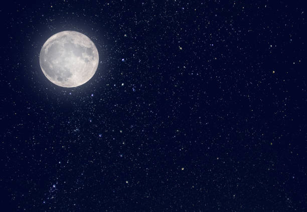 istock Night Moon and dark Sky with Stars Universe as background or Texture 971578308