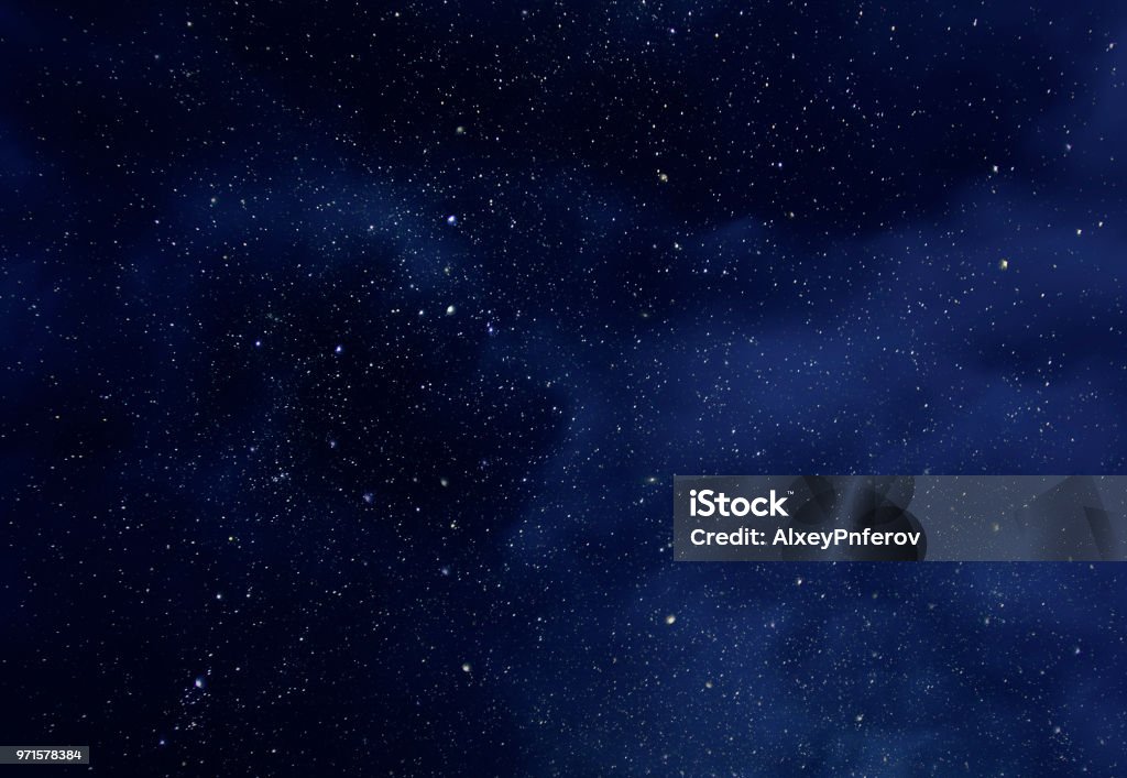 Night Sky with Stars and soft Milky Way Universe as Background or Texture Outer Space Stock Photo