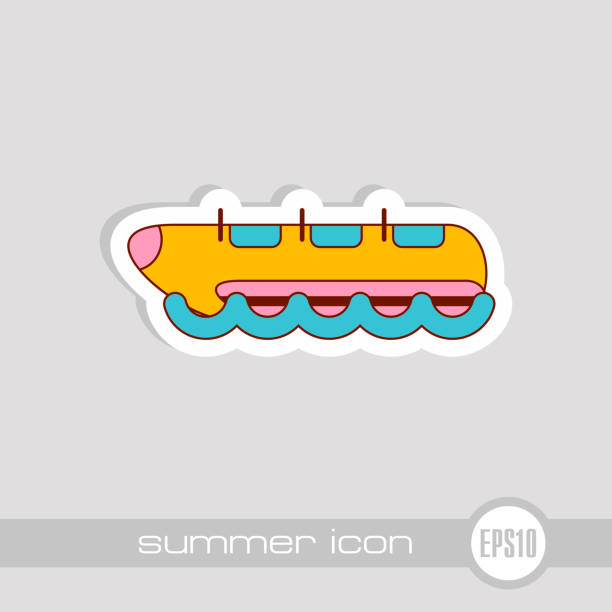 istock Yellow banana boat, ride icon. Summer. Vacation 971579114