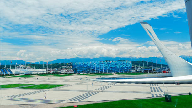 Sochi, Russia - May 20, 2018: the torch in Olympic park in expectation of FIFA World Cup competition