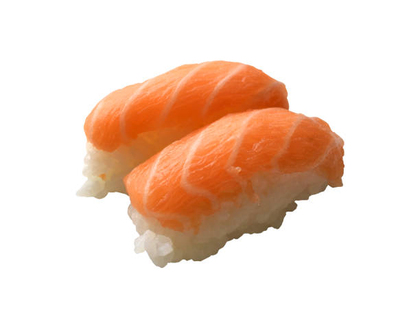 niguiri salmón sushis - niguiri sushi fotografías e imágenes de stock
