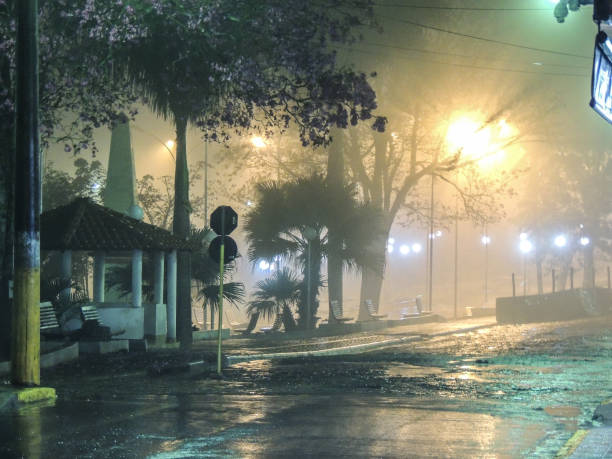 istock Town Square at Night during Light Rain 971601222