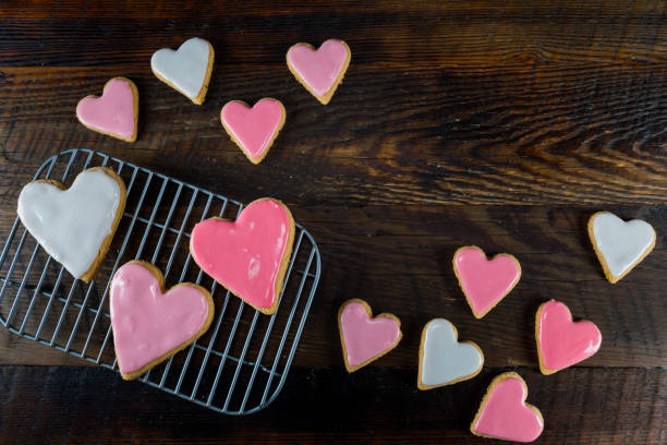 istock Heart Shaped Cookies and Copy Space Upper Right 971604750