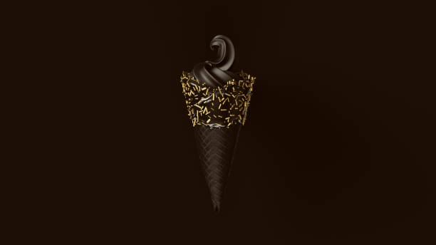 istock Black Ice Cream with Black Icing and Gold Sprinkles 971606780