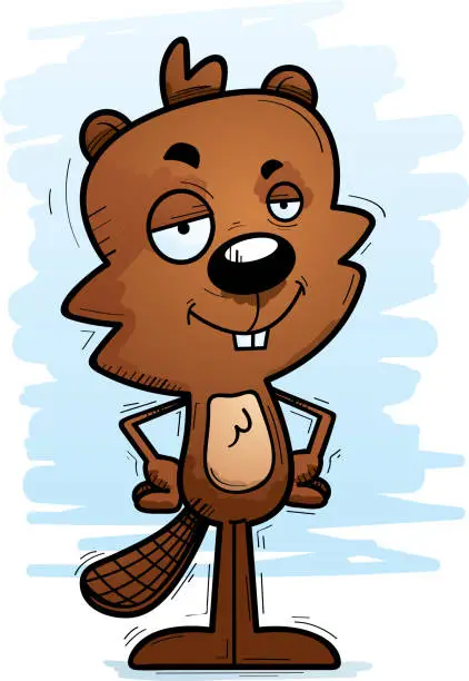 Vector illustration of Confident Cartoon Male Beaver