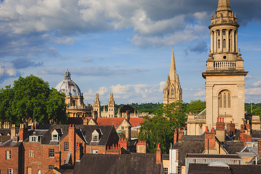 View of Radcliffe Camera and University Church of St Mary the Virgin from rooftop, Oxford