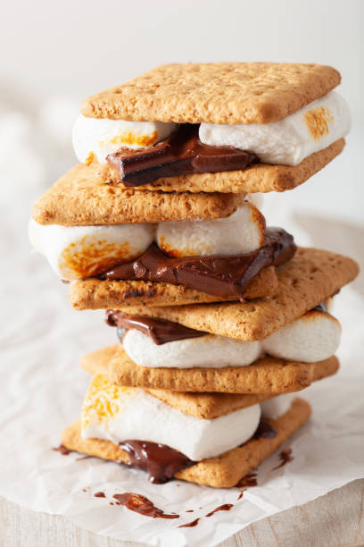 istock homemade marshmallow s'mores with chocolate on crackers 971623858