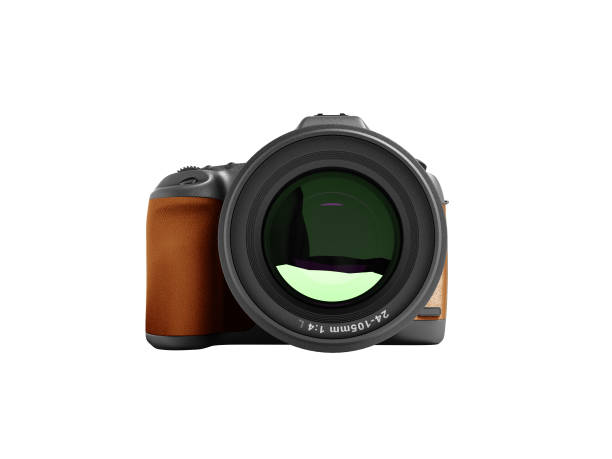 istock Modern brown professional camera for nature photography front 3d rendering not white background no shadow 971624154