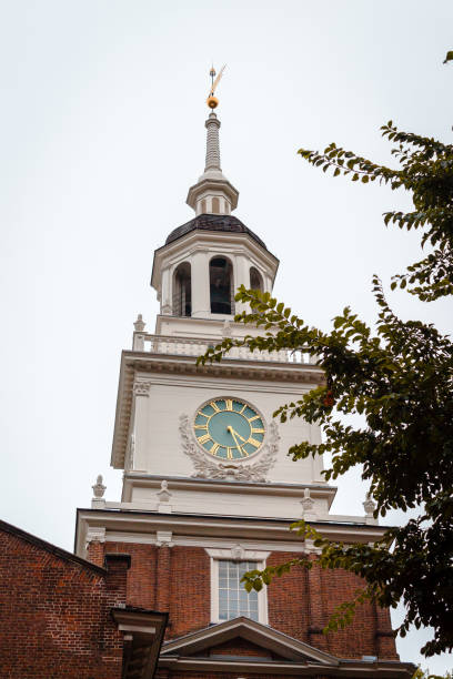 istock Close up of the clocktower on Independence hall 971629746