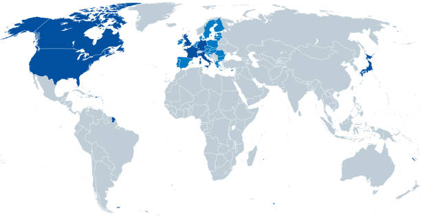 g7, группа семи, политическая карта - discussion talking italy usa stock illustrations