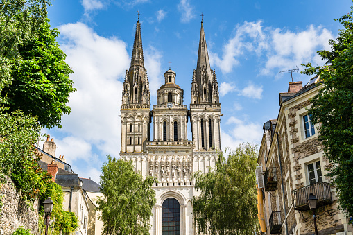 Angers, France: Saint Maurice Cathedral of Angers, built between the 11th and 16th Centuries, classified in 1862 as a national monument for its mixture of Romanesque and Gothic architecture.