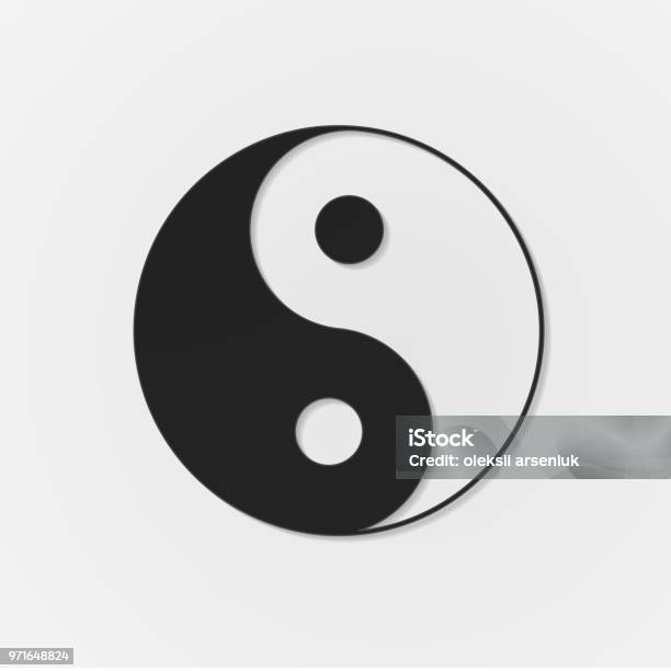 Black Paper Cut Yin Yang Symbol Stock Illustration - Download Image Now - Abstract, Badge, Balance