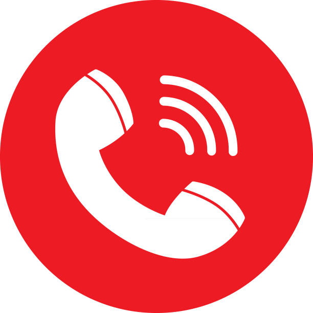 Red Call Icon Vector illustration of a red and white round telephone receiver call icon. telephone receiver stock illustrations