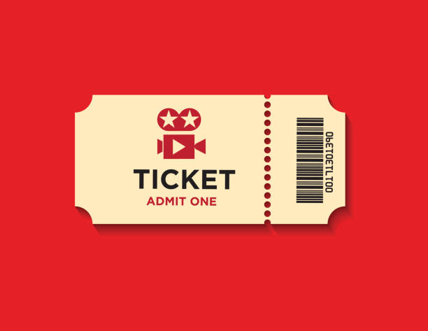 ilustraciones, imágenes clip art, dibujos animados e iconos de stock de entradas sobre fondo rojo - ticket stub