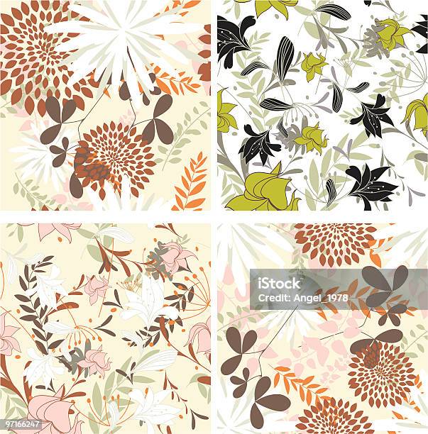 Nahtlose Floral Hintergrund Set Stock Vektor Art und mehr Bilder von Bildhintergrund - Bildhintergrund, Blume, Blumenmuster