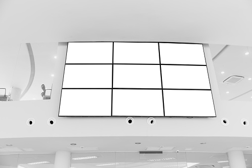 Video wall LED screen array billboard setup installation indoor office hall