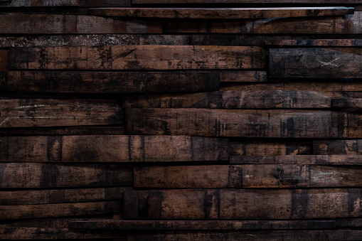 Used Bourbon Barrel Staves On Wall