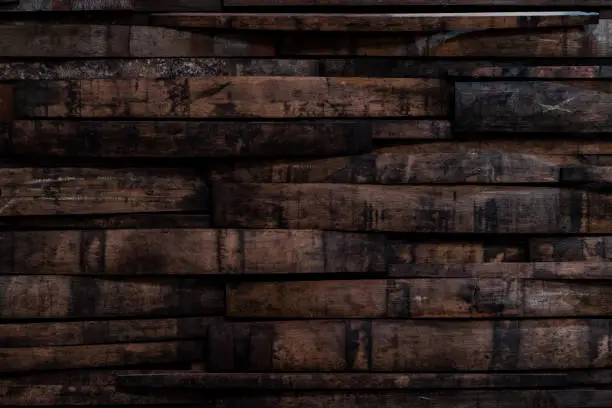 Photo of Used Bourbon Barrel Staves On Wall
