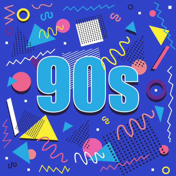 Best of 90s illistration with abstract retro design on blue background vector art illustration