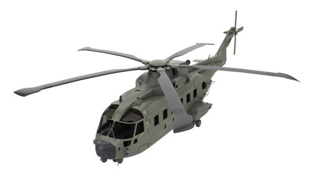 istock Military helicopter isolated on White background - 3d rendering 971673246