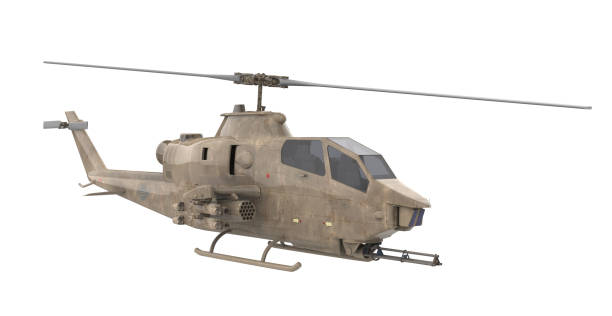 istock Military helicopter isolated on White background - 3d rendering 971673258