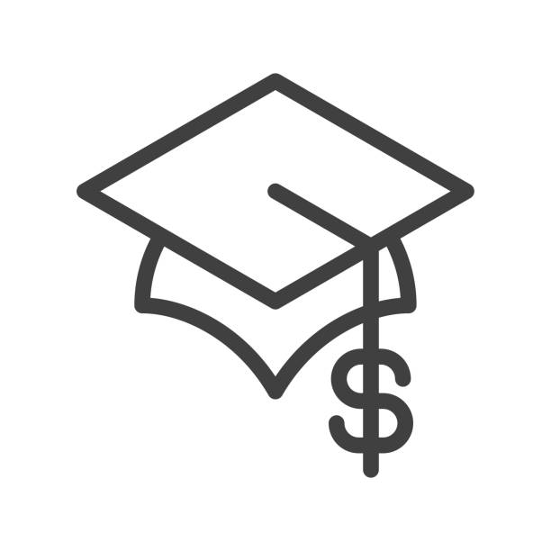 교육 비용 라인 아이콘 - student loans stock illustrations