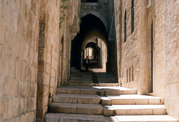 Stairs in Jerusalem's Old City stock photo
