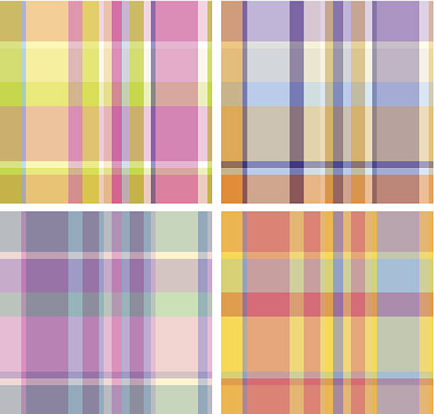Four squares of Madras checkered boards vector art illustration
