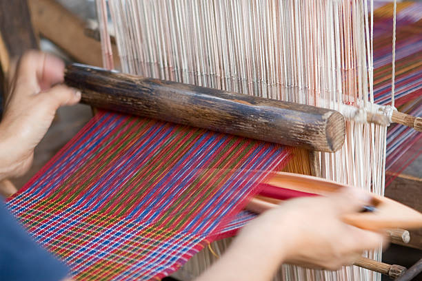 Weaving loom stock photo