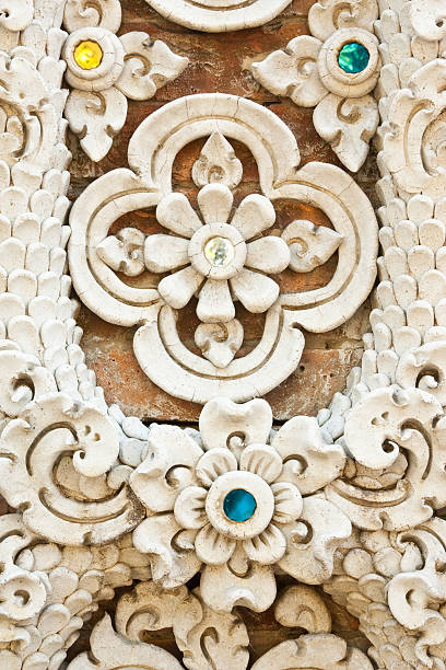 istock Flowers in Thai style molding art 97171283