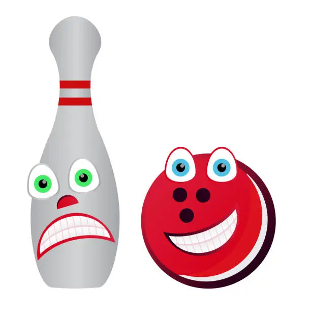 Vector illustration of Vector illustration of cartoon Bowling - skittle and ball