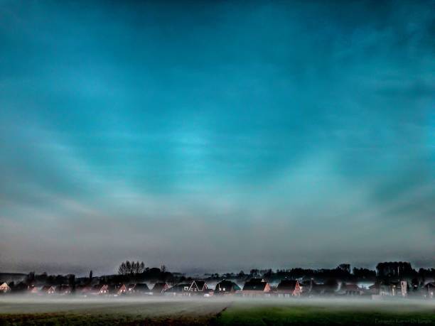 istock Rolling landscape in the mist, fog, dew 971750904