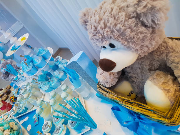 istock Birthday Boy Blue Party with Candy Presents and Cupcakes 971751686