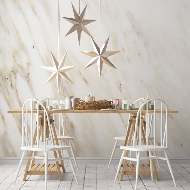 istock Mock up poster in the Christmas interior in Scandinavian style. 3D rendering 971768738