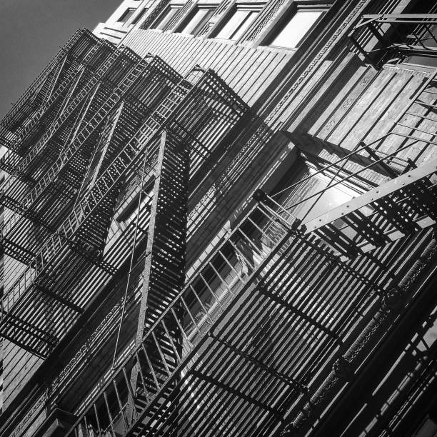 istock Abstract Fire Escape in Black and White 971774096