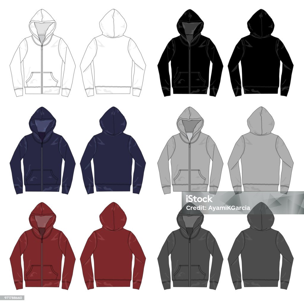 Vector Template For Full Zip Hooded Sweatshirt Stock Illustration Vector Template For Full Zip Hooded Sweatshirt Stock Illustration