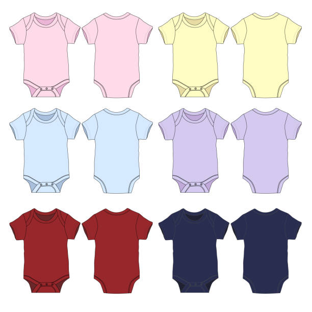 ilustrações de stock, clip art, desenhos animados e ícones de vector baby romper template - onesie