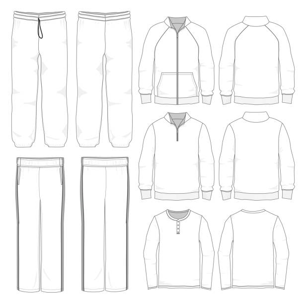 vektor-herren loungewear vorlage - sweatpants stock-grafiken, -clipart, -cartoons und -symbole