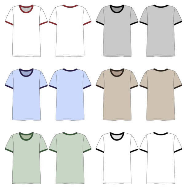 Vector template for Ringer tees Various colored ringer style tees ringer stock illustrations