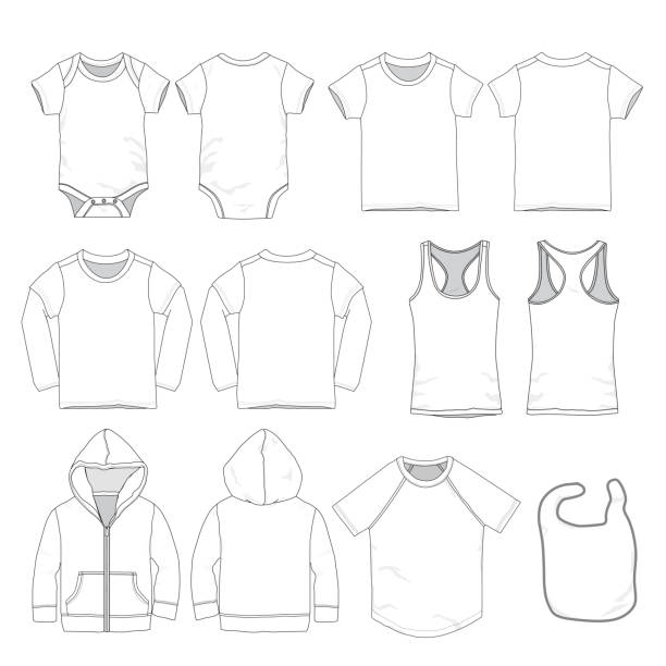 vektor-baby-kleidung-vorlage - onesie stock-grafiken, -clipart, -cartoons und -symbole