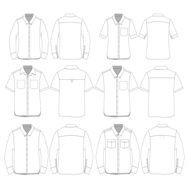 векторная кнопка вниз стиль рубашка шаблон - short sleeved stock illustrations