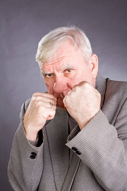 istock Elderly man in a pose of boxer 97179317