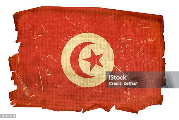 Vetores de Bandeira Da Tunísia Antiga Isolado No Fundo Branco e mais imagens de Acabado