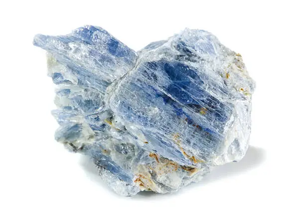 kyanite crystalline mineral sample isolated on white