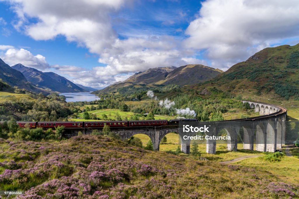 Famous Glenfinnan Railway Viaduct in Scotland Glenfinnan Stock Photo