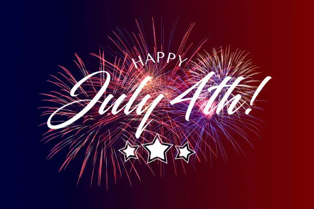 Photo of Happy July 4th Greeting with red and blue background