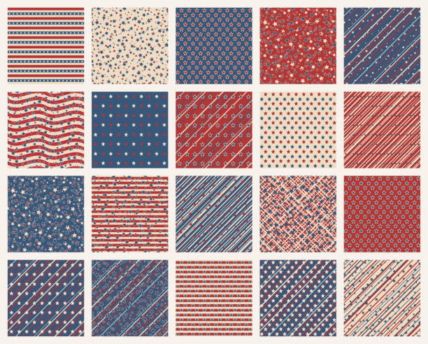 ilustrações, clipart, desenhos animados e ícones de americana estrelas e listras padrões sem emendas - patriotism pattern retro revival backgrounds