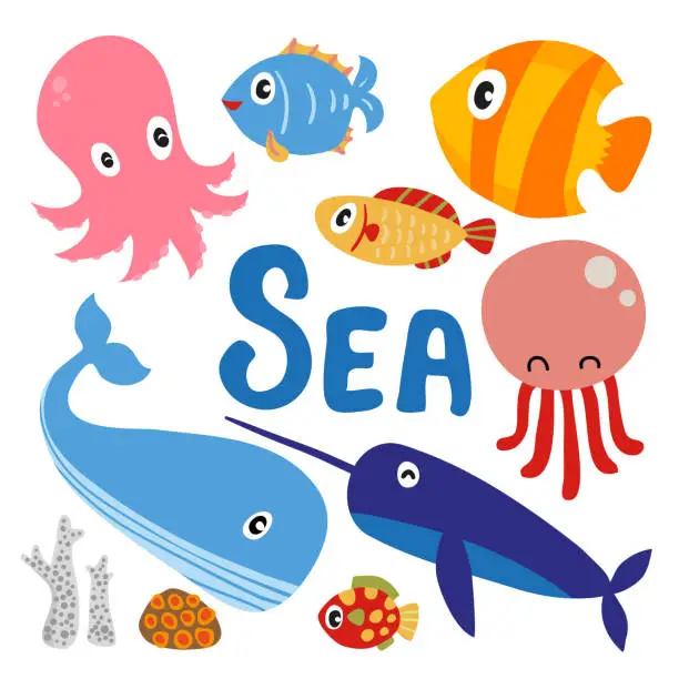 Vector illustration of ocean collection design