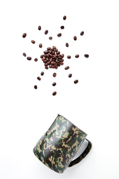 Steel Milk Pitcher with coffee beans