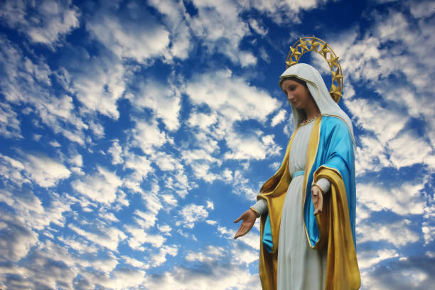 istock Saint Mary statue against the blue sky 971858988